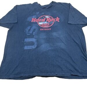 Hard Rock Cafe Detroit T-Shirt Black USA Flag XXL Mens Graphic Tee Vintage Style